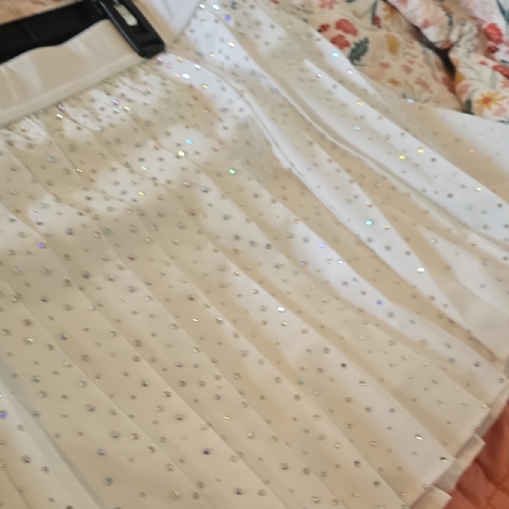 White Mini Skort with Rhinestones - Picture 5 of 5
